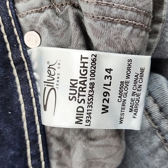 Silver Jeans Suki Mid Rise Straight Leg Dark Blue Wash 29W - Picture 3 of 16